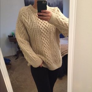 Chunky white wool sweater